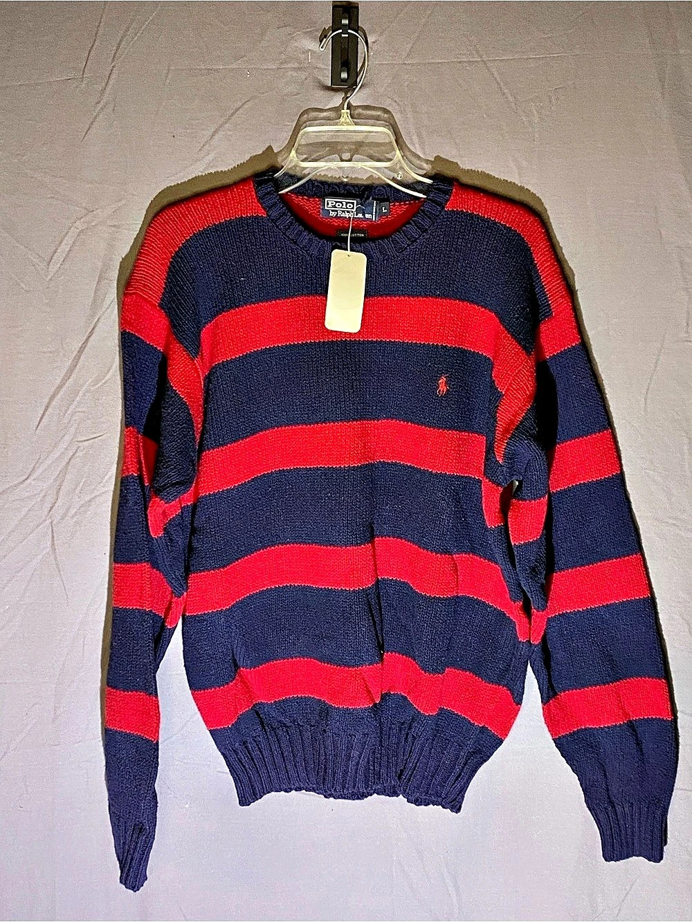 Vintage Polo Ralph Lauren Striped Cotton Crewneck Sweater